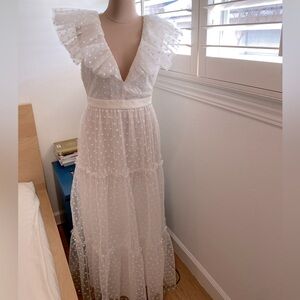 Philosophy Di Lorenzo Serafini Floral Ruffled White Maxi Dress